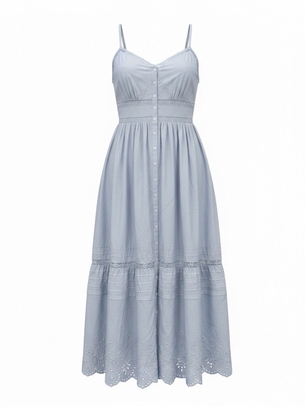 GAP Light Blue Eyelet Button-Front Maxi Dress